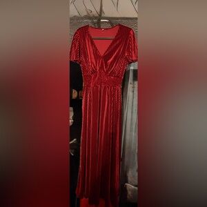 Elegant Red Velvet Dress